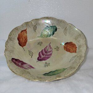 Vintage Trimont Ware Japan Leaf Design Scalloped Edge Bowl 8" Hand-Painted